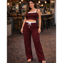 Conjunto Axia Ribana Calça Pantalona cós alto duplo e Top alcinhas dupla P ao G1