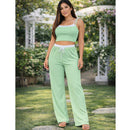 Conjunto Axia Ribana Calça Pantalona cós alto duplo e Top alcinhas dupla P ao G1
