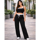 Conjunto Axia Ribana Calça Pantalona cós alto duplo e Top alcinhas dupla P ao G1