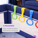 Cercadinho Bebê Axia+ Tapete + Bolsa + Argola Grande Chiqueirinho Infantil 180x150 Portátil Dobrável