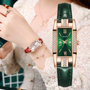 Conjunto Feminino Relógio Feminino Colar Brincos  Anel axia Set Moda Pulseira De Couro Relógio De Quartzo Feminino