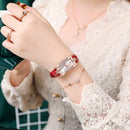 Conjunto Feminino Relógio Feminino Colar Brincos  Anel axia Set Moda Pulseira De Couro Relógio De Quartzo Feminino